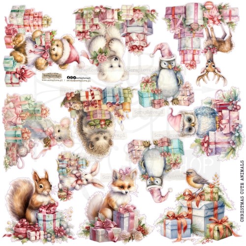 Naklejki do scrapbookingu i art journalingu Christmas Cute Animals 1 ScrapLove
