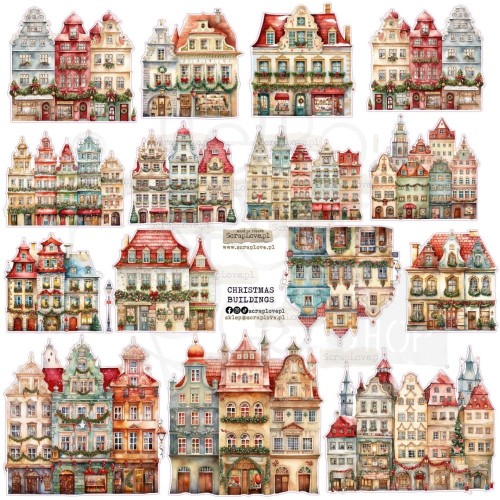 Naklejki do scrapbookingu i art journalingu Christmas Buildings ScrapLove