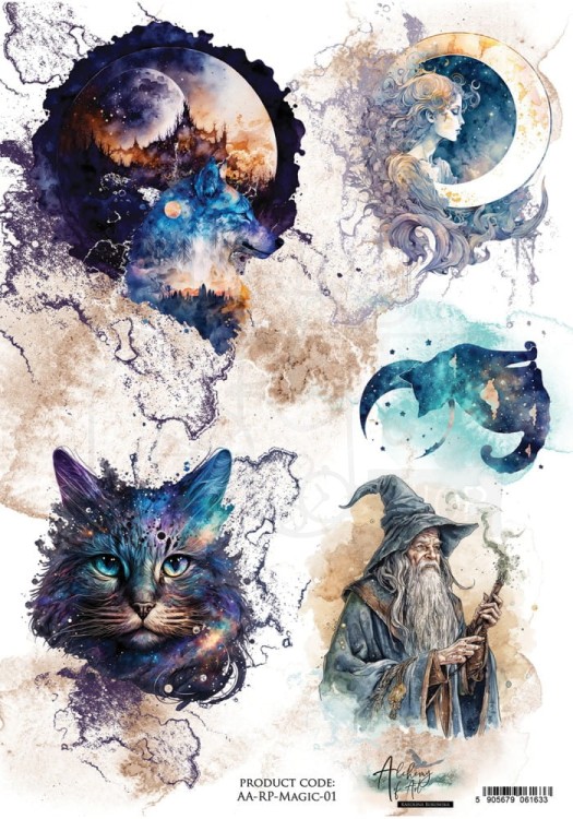 Papier ryżowy do decoupage A4 Legends of the Magic School 1 AA-RP-MAGIC-01 Alchemy of Art