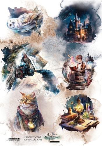 Papier ryżowy do decoupage A4 Legends of the Magic School 2 AA-RP-MAGIC-02 Alchemy of Art