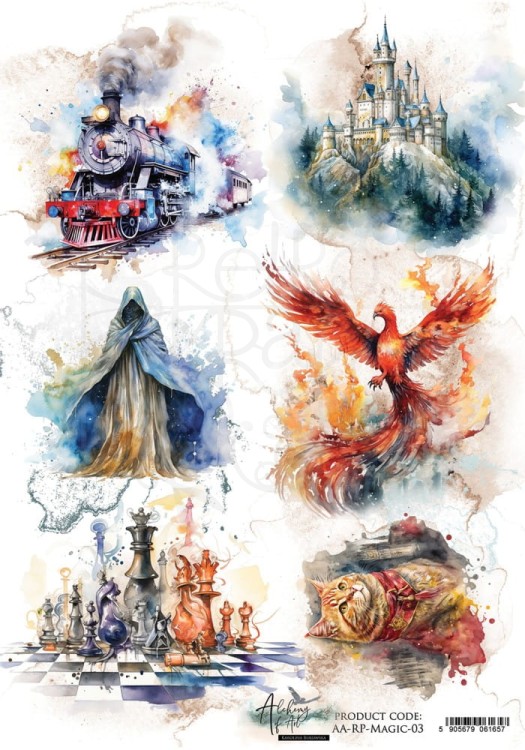 Papier ryżowy do decoupage A4 Legends of the Magic School 3 AA-RP-MAGIC-03 Alchemy of Art