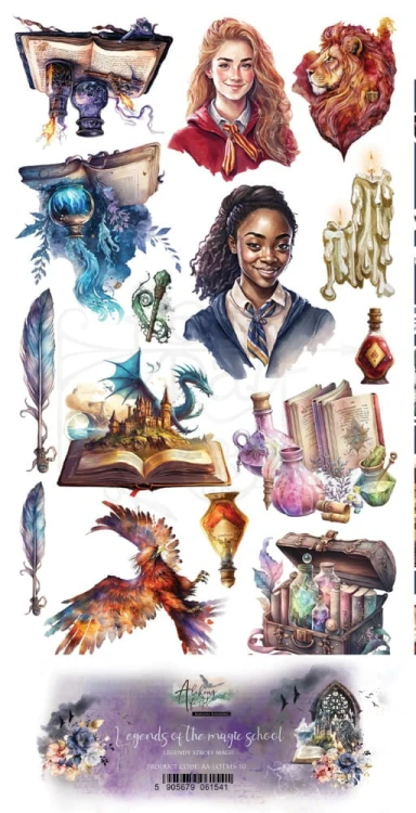 Zestaw papierów do scrapbookingu 15x30 elementy do wycinania Legends of the Magic School AA-LOTMS-10 Alchemy of Art