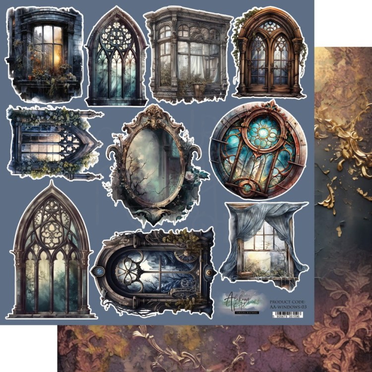 Papier do scrapbookingu 30x30 elementy do wycinania Legends of the Magic School - Windows 03 AA-WINDOWS-03 Alchemy of Art