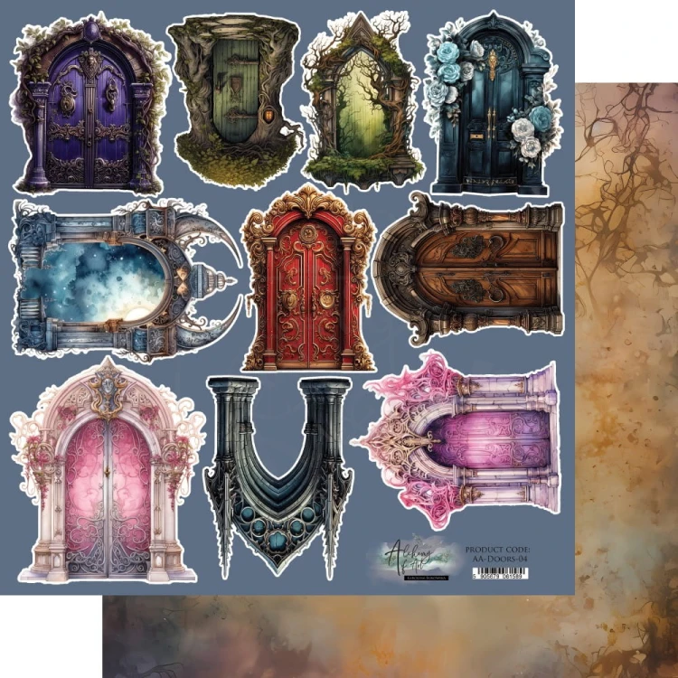 Papier do scrapbookingu 30x30 elementy do wycinania Legends of the Magic School - Doors 04 AA-DOORS-04 Alchemy of Art