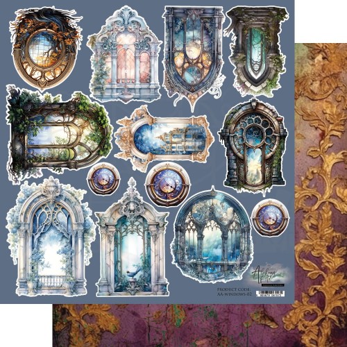 Papier do scrapbookingu 30x30 elementy do wycinania Legends of the Magic School - Windows 02 AA-WINDOWS-02 Alchemy of Art