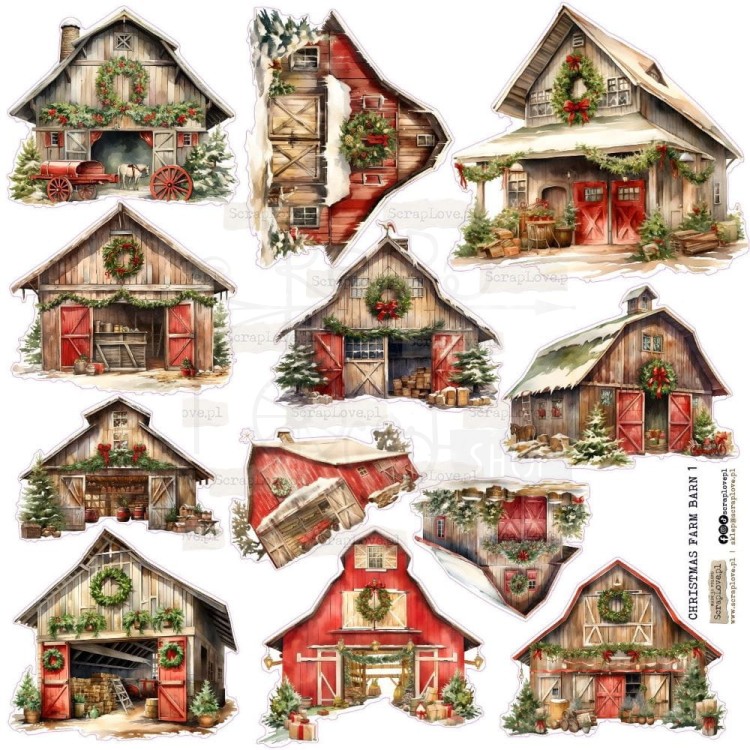 Naklejki do scrapbookingu i art journalingu Christmas Farm Barn ScrapLove