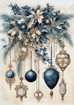 Papier ryżowy 24x33 Blue Christmas 7 LBD340 LaBlanche