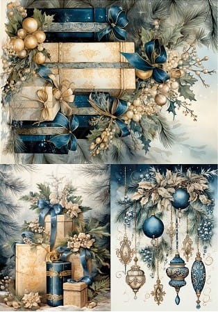 Papier ryżowy 24x33 Blue Christmas 6 LBD339 LaBlanche