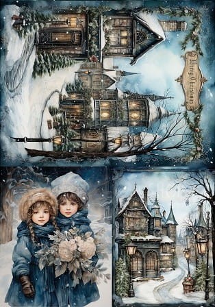 Papier ryżowy 24x33 Blue Christmas 3 LBD336 LaBlanche