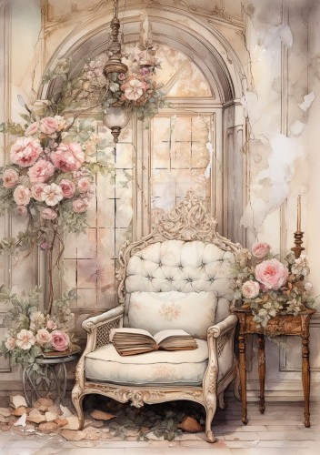 Papier ryżowy 24x33 Faded Flowers 7 LBD333 LaBlanche
