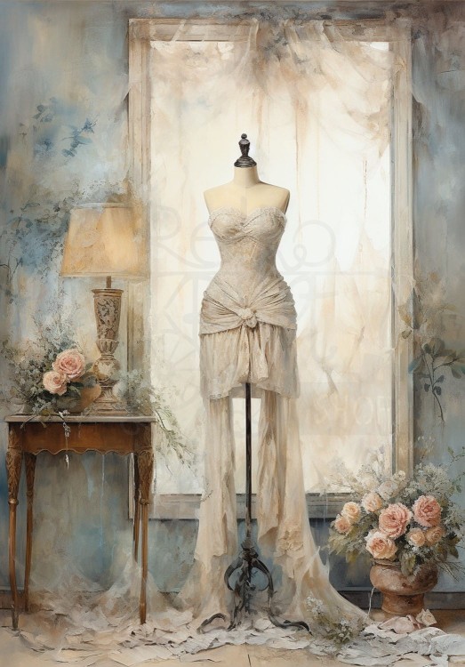 Papier ryżowy 24x33 Faded Flowers 6 LBD332 LaBlanche