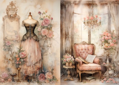 Papier ryżowy 24x33 Faded Flowers 5 LBD331 LaBlanche
