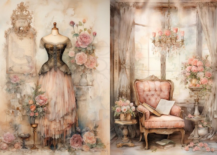 Papier ryżowy 24x33 Faded Flowers 5 LBD331 LaBlanche