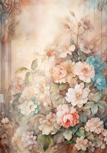 Papier ryżowy 24x33 Faded Flowers 4 LBD330 LaBlanche