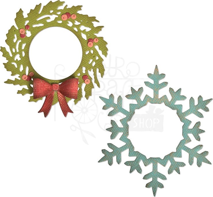 Wykrojnik Thinlits Dies Wreath &amp; Snowflake by Tim Holtz 664210 Sizzix