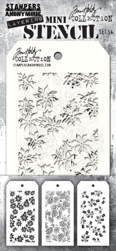 Szablon maska zestaw 3szt Mini Layered Stencil Set #54 MTS054 Tim Holtz Stampers Anonymous