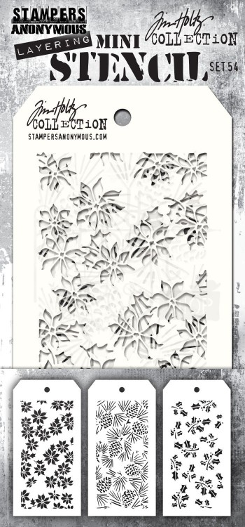 Szablon maska zestaw 3szt Mini Layered Stencil Set #54 MTS054 Tim Holtz Stampers Anonymous