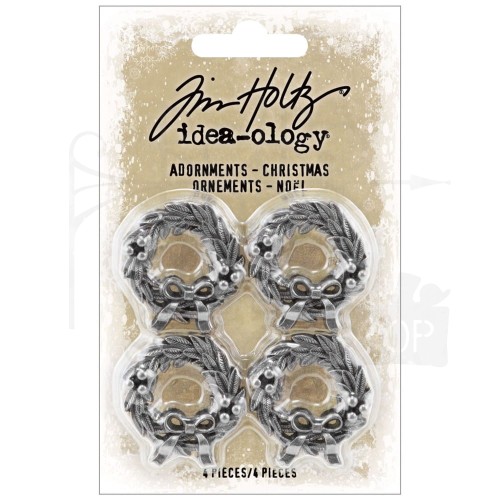 Ozdoby metalowe wianki Idea-Ology Metal Adornments Christmas 4 szt TH94300 Tim Holtz
