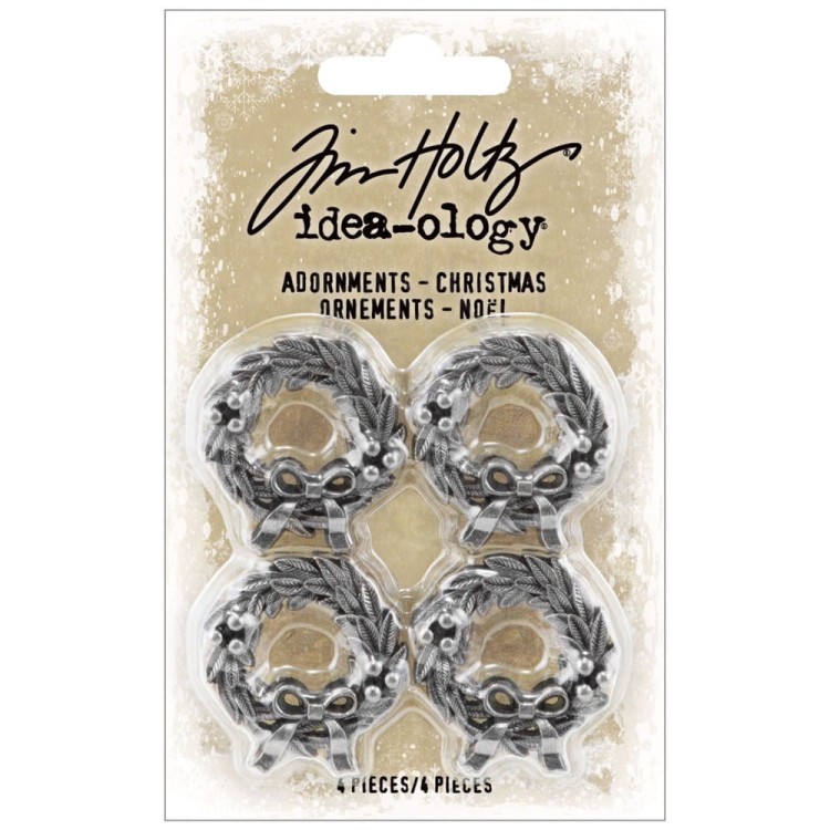 Ozdoby metalowe wianki Idea-Ology Metal Adornments Christmas 4 szt TH94300 Tim Holtz