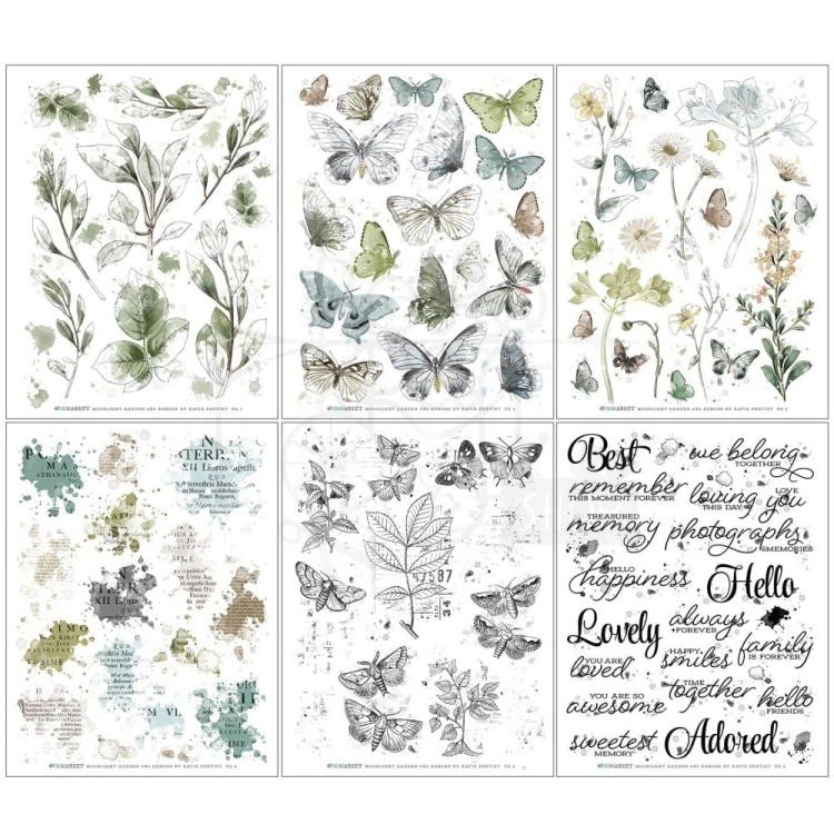 Rub-on transfer 15x20cm Vintage Artistry Moonlit Garden 6 arkuszy VMG25644 49 and Market