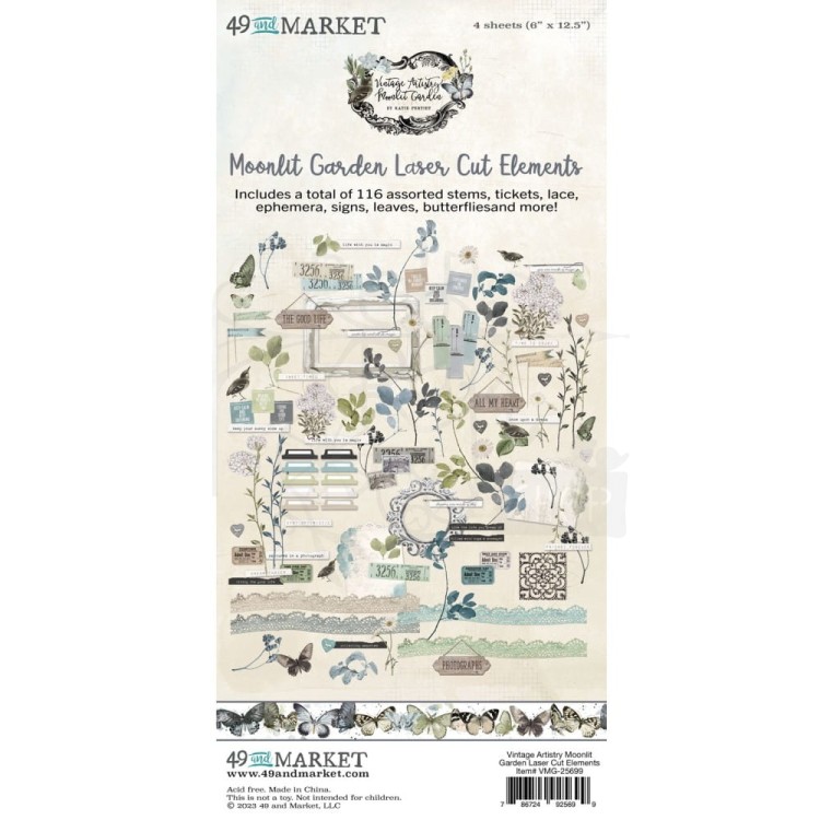 Ozdoby papierowe die-cuts Vintage Artistry Moonlit Garden Elements 116szt VMG25699 49 and Market
