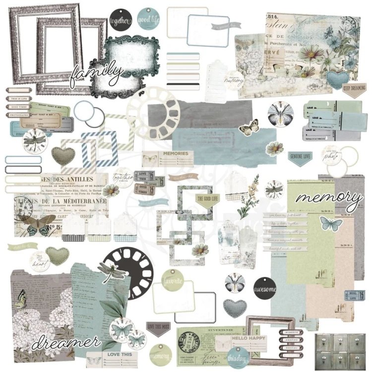 Ozdoby papierowe die-cuts Vintage Artistry Moonlit Garden Ephemera Bits 114szt VMG25712 49 and Market