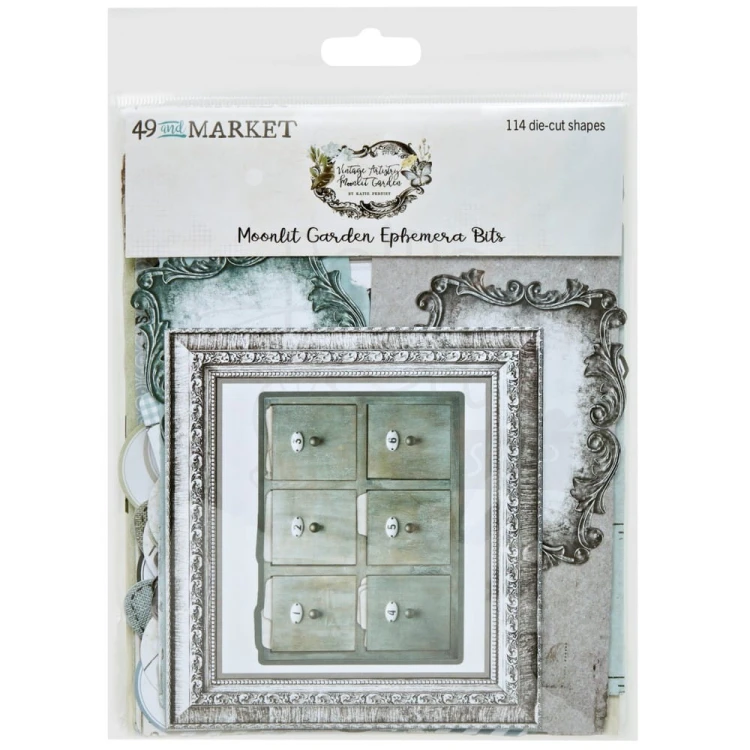 Ozdoby papierowe die-cuts Vintage Artistry Moonlit Garden Ephemera Bits 114szt VMG25712 49 and Market