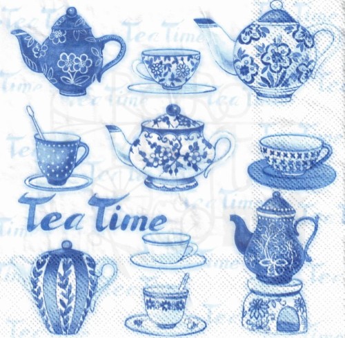 Serwetka 33x33 - Tea time - niebieskie