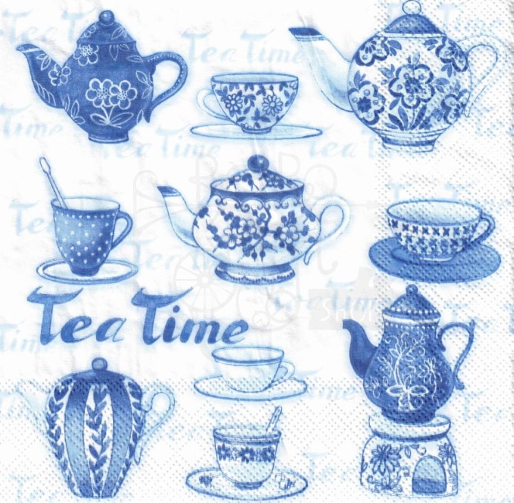 Serwetka 33x33 - Tea time - niebieskie