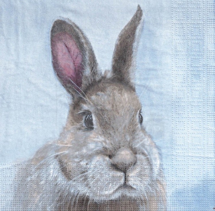 Serwetka 33x33 - Zając na niebieskim tle Wielkanoc