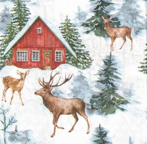 Serwetka 33x33 - Sarny i jeleń 2