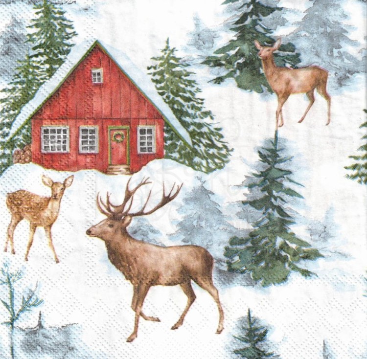 Serwetka 33x33 - Sarny i jeleń 2