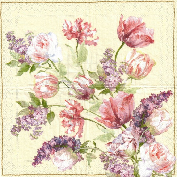 Serwetka 25x25 - Bukiet tulipanów