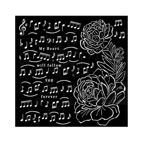 Szablon maska 18x18 Precious Muzyka i peonia KSTDQ95 Stamperia