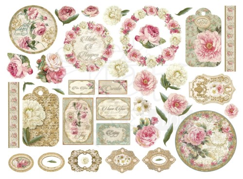 Ozdoby kształty tekturowe Die Cuts Precious 39szt DFLDC88 Stamperia