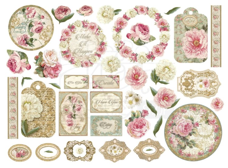 Ozdoby kształty tekturowe Die Cuts Precious 39szt DFLDC88 Stamperia