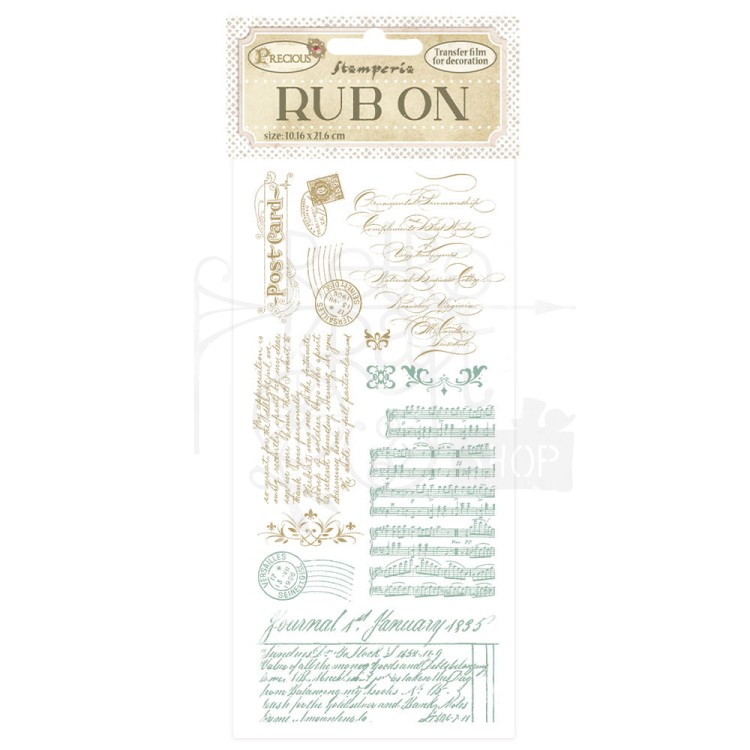 Rub-on transfer 10x21.6cm Precious Pocztówka DFLRB62 Stamperia