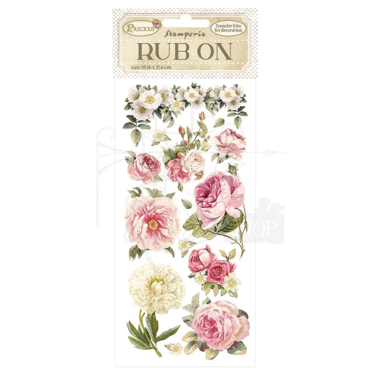 Rub-on transfer 10x21.6cm Precious Peonia DFLRB61 Stamperia