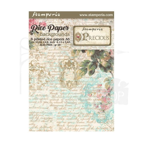 Papier ryżowy A6 Precious Backgrounds tła 8szt DFSAK6013 Stamperia