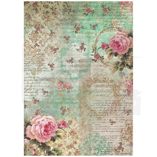 Papier ryżowy A4 Precious Tło z peoniami DFSA4829 Stamperia