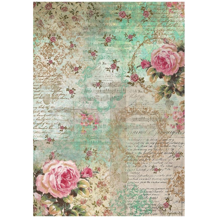 Papier ryżowy A4 Precious Tło z peoniami DFSA4829 Stamperia