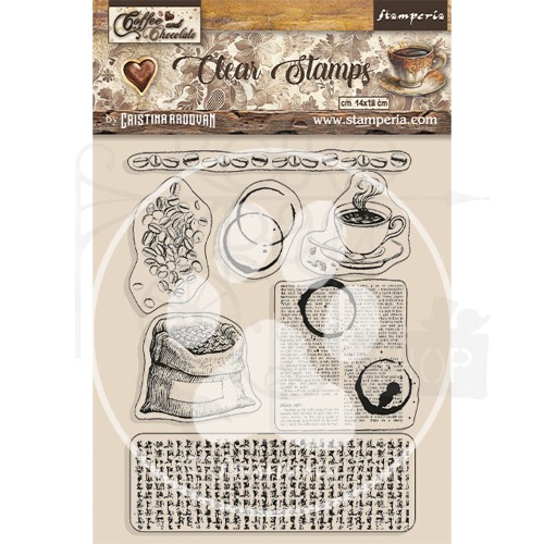 Stempel akrylowy 14x18cm Coffe &amp; Chocolate Mix elementow czekolada WTK185 Stamperia