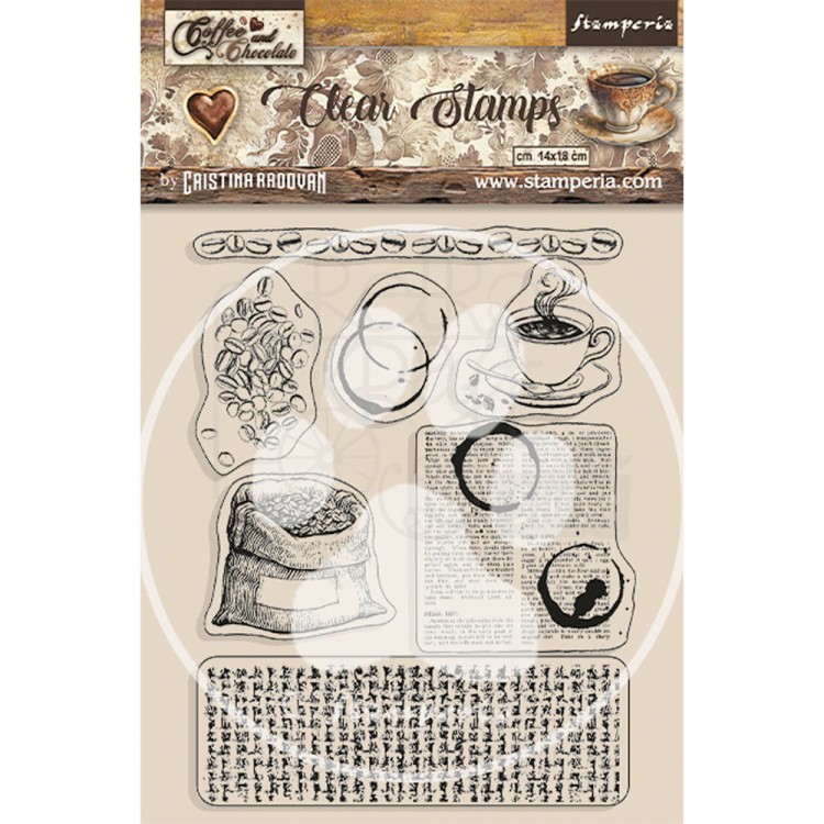 Stempel akrylowy 14x18cm Coffe &amp; Chocolate Mix elementow czekolada WTK185 Stamperia