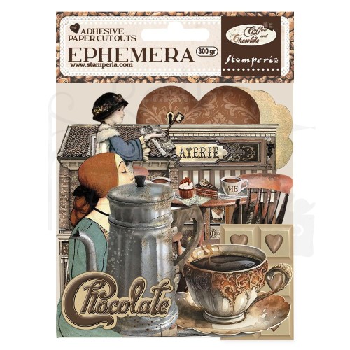 Ozdoby papierowe samoprzylepne Ephemera Coffe &amp; Chocolate 37szt DFLCT35 Stamperia