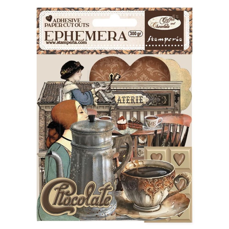 Ozdoby papierowe samoprzylepne Ephemera Coffe &amp; Chocolate 37szt DFLCT35 Stamperia