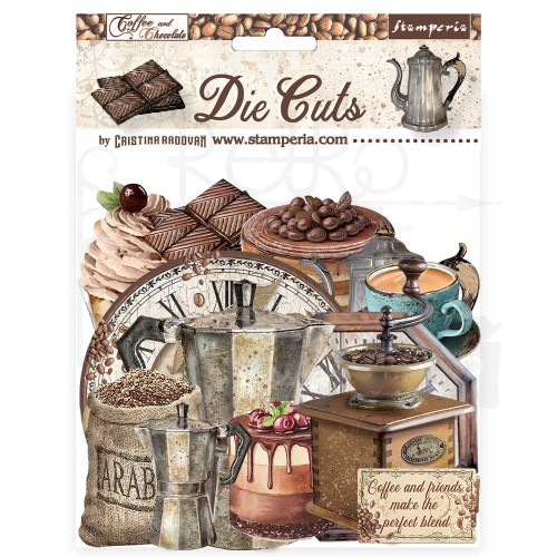 Ozdoby kształty tekturowe Die Cuts Coffe &amp; Chocolate 53szt DFLDC87 Stamperia