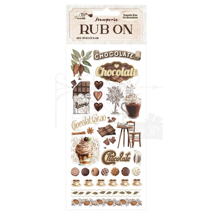 Rub-on transfer 10x21.6cm Coffe &amp; Chocolate Mix elementów DFLRB59 Stamperia