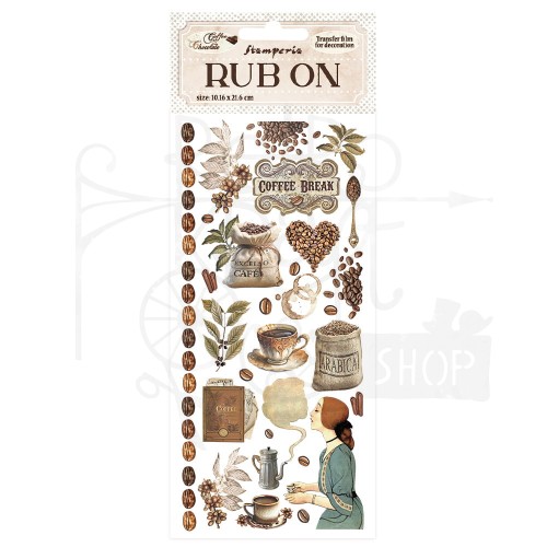 Rub-on transfer 10x21.6cm Coffe &amp; Chocolate Kawa DFLRB58 Stamperia