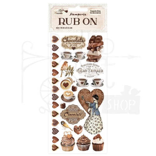 Rub-on transfer 10x21.6cm Coffe &amp; Chocolate Sweety DFLRB57 Stamperia