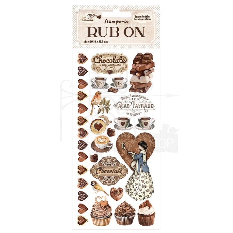 Rub-on transfer 10x21.6cm Coffe &amp; Chocolate Sweety DFLRB57 Stamperia